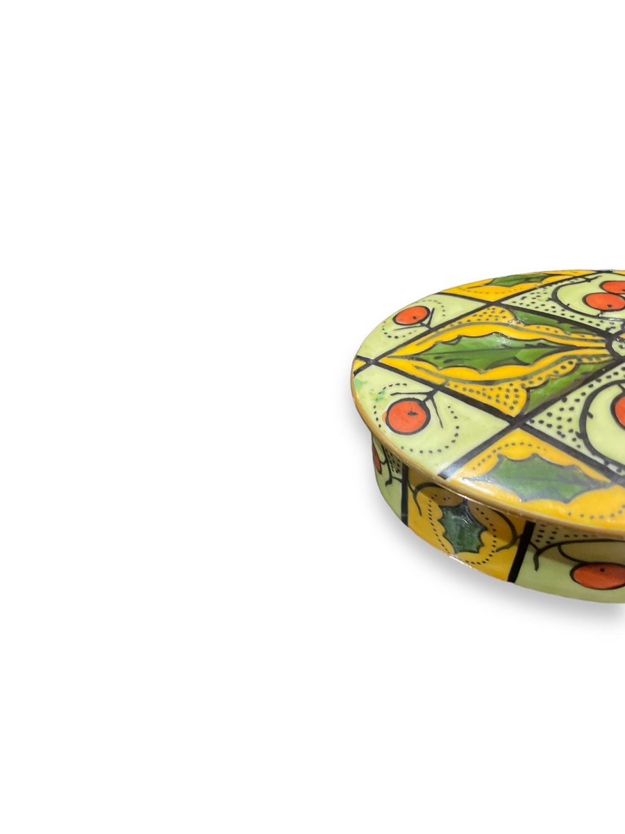 Boite à Bijoux Art Deco En Porcelaine Polychrome-photo-2