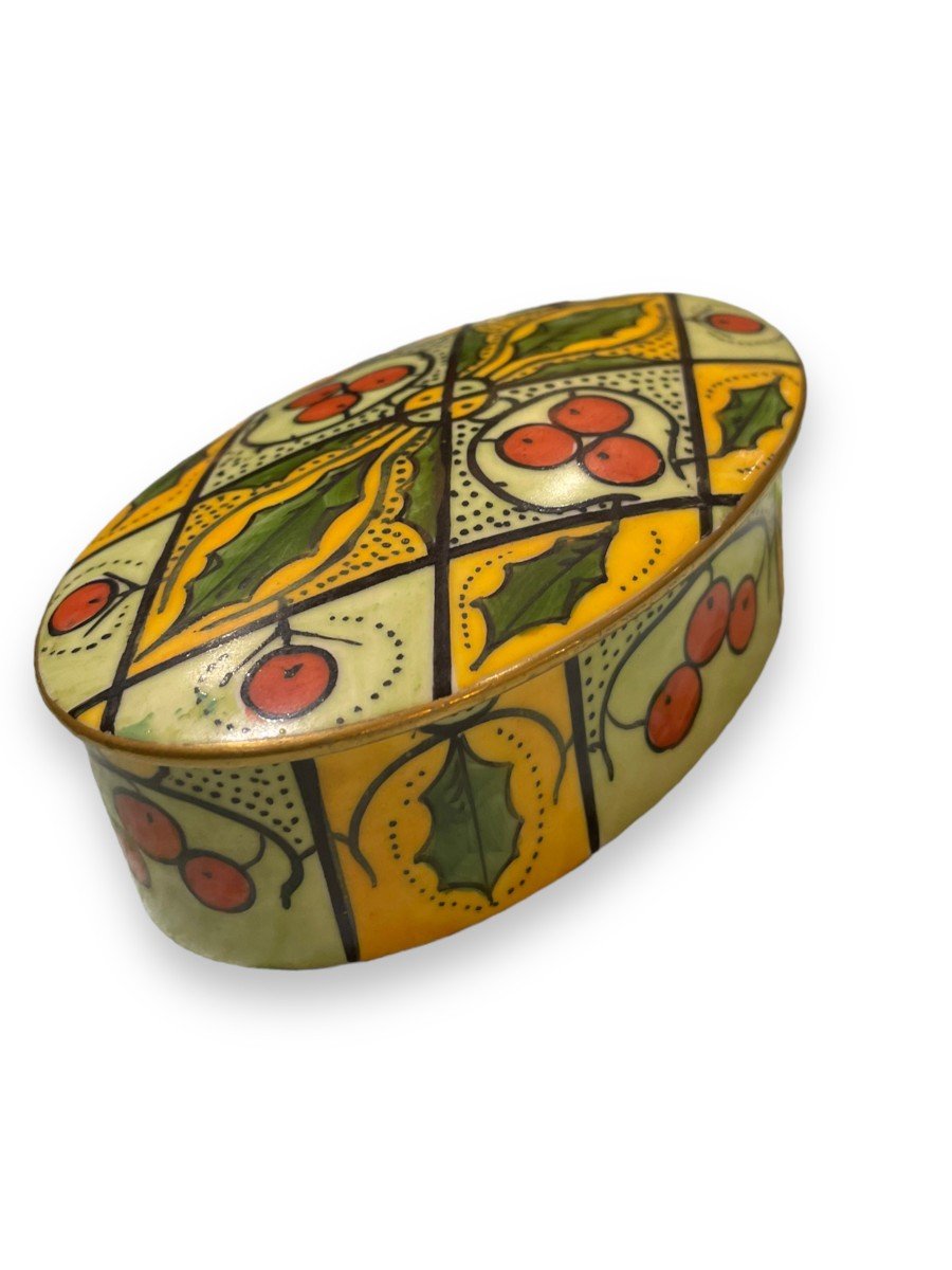 Boite à Bijoux Art Deco En Porcelaine Polychrome-photo-1