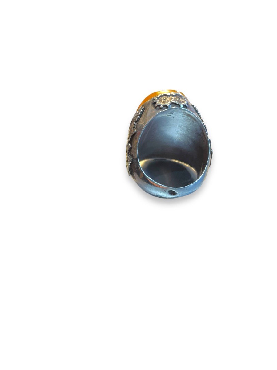 Important Intaglio Agate Silver Ring-photo-4