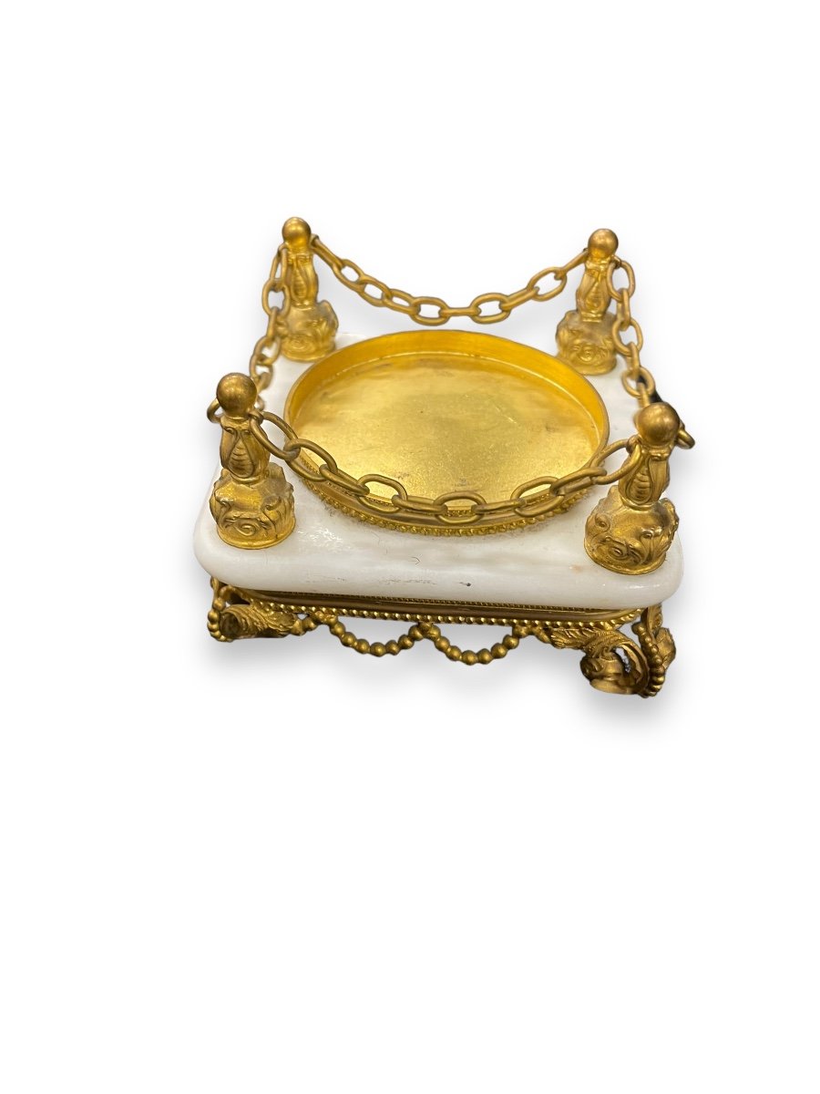 Paire De Flacons En Verre Teinté Et Bronze époque Charles X-photo-5