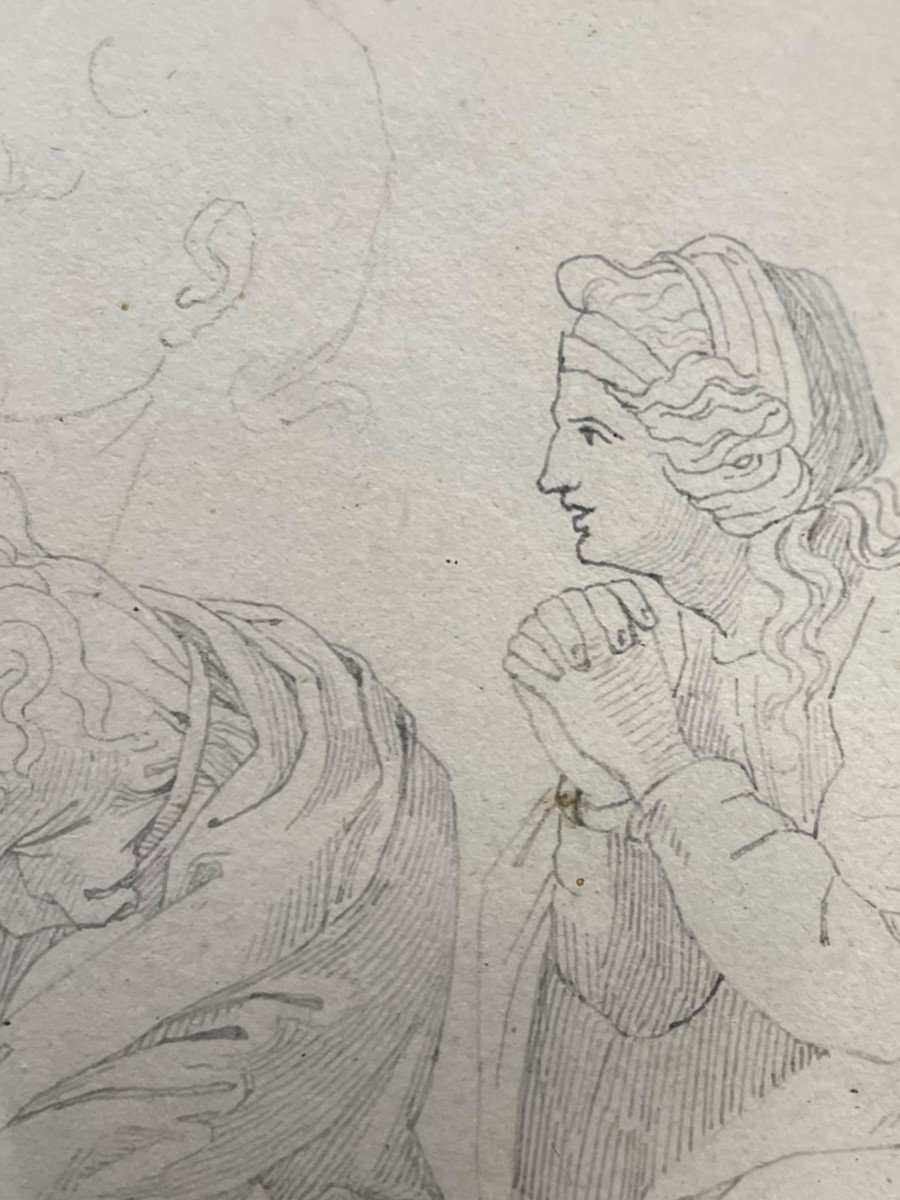 19th Century Drawing Study Of Characters And Portraits-photo-2