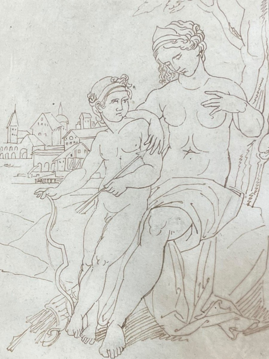 Vénus Et Cupidon Dessin XIXeme-photo-3