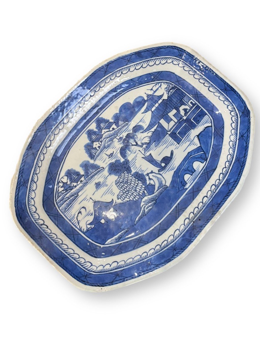 Chinese Porcelain Dish White Blue Model 18th Century Kangxi-photo-3