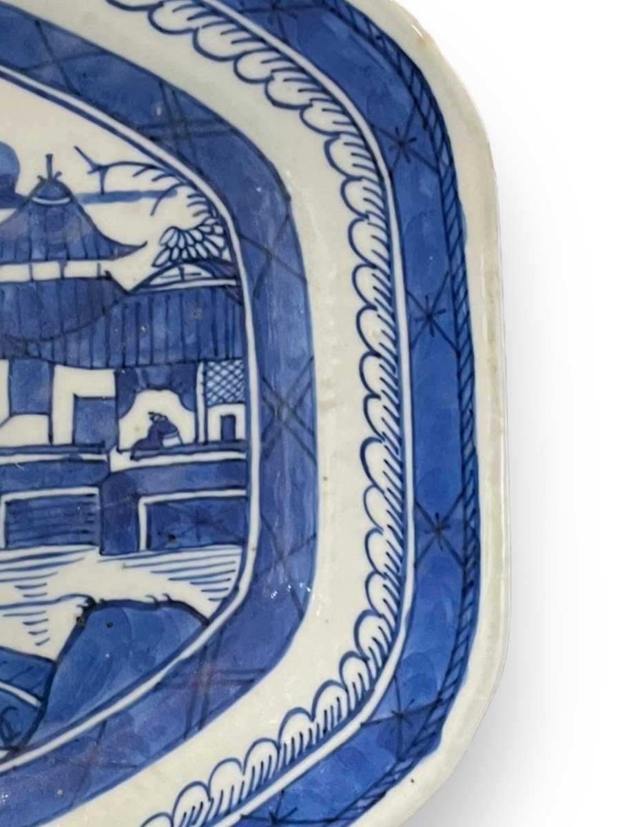 Chinese Porcelain Dish White Blue Model 18th Century Kangxi-photo-3
