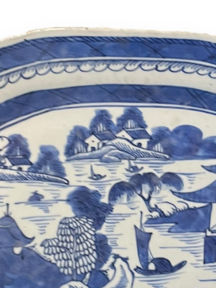 Chinese Porcelain Dish White Blue Model 18th Century Kangxi-photo-6