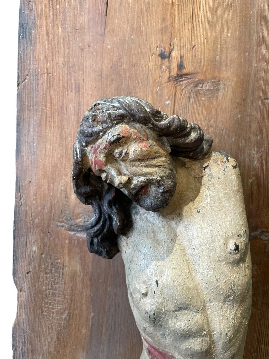 Important Christ In Polychrome Wood 16th Century-photo-3