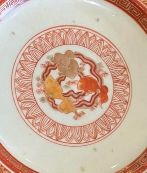 Japon Assiette Motifs Poissons En Porcelaine De Kutani-photo-1