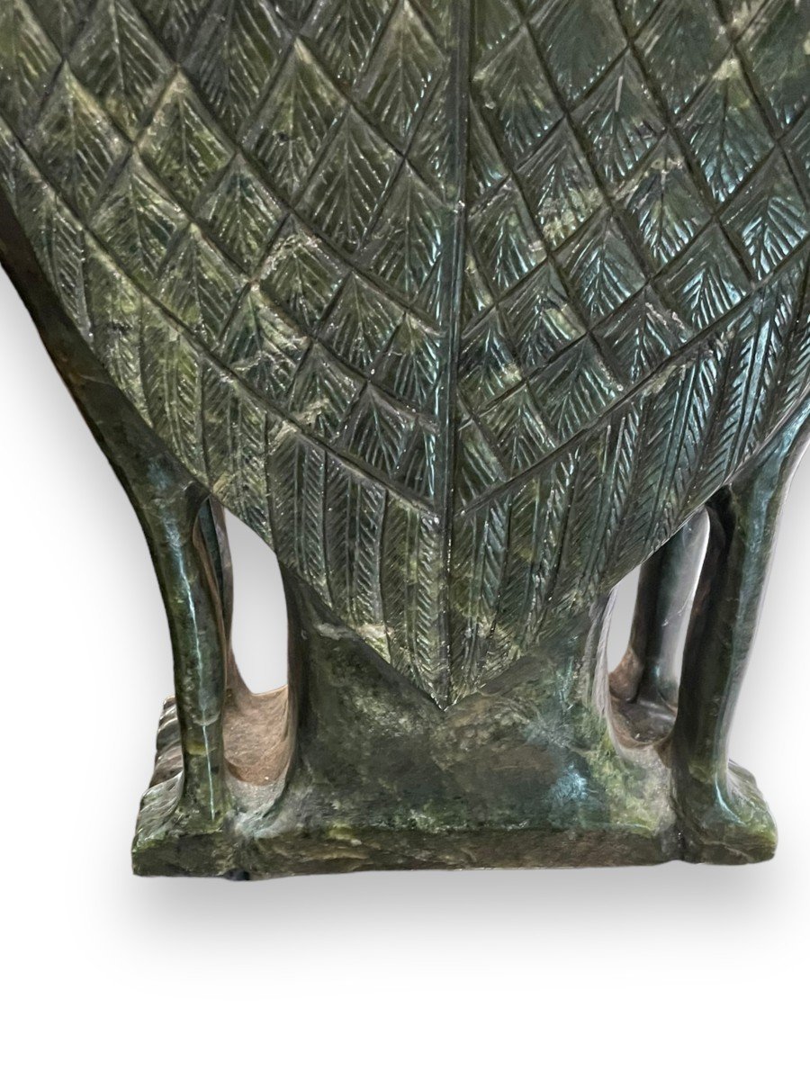 Important Covered Vase In Nephrite Jade Elephant And Phoenix Decor-photo-7