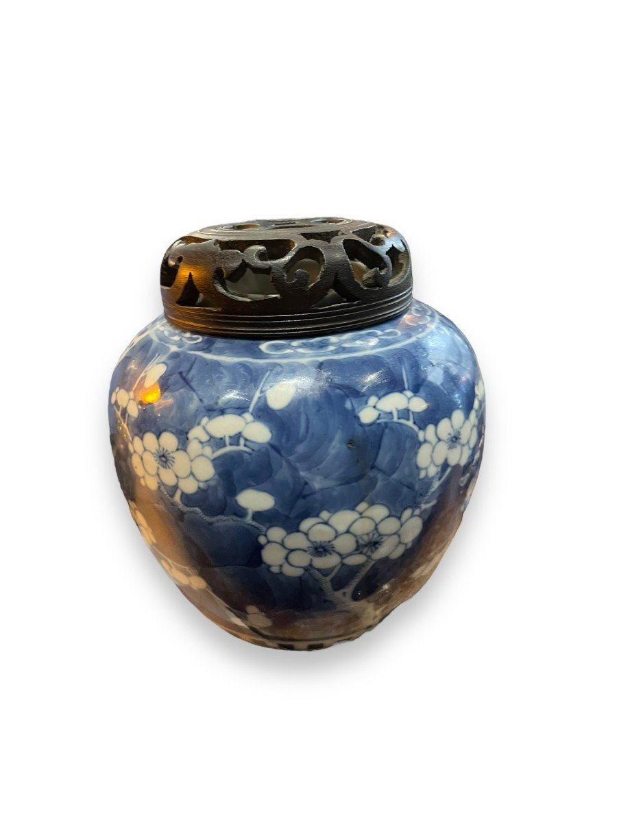 Ginger Potpourri Pot In Blue And White Porcelain 19th Century-photo-1