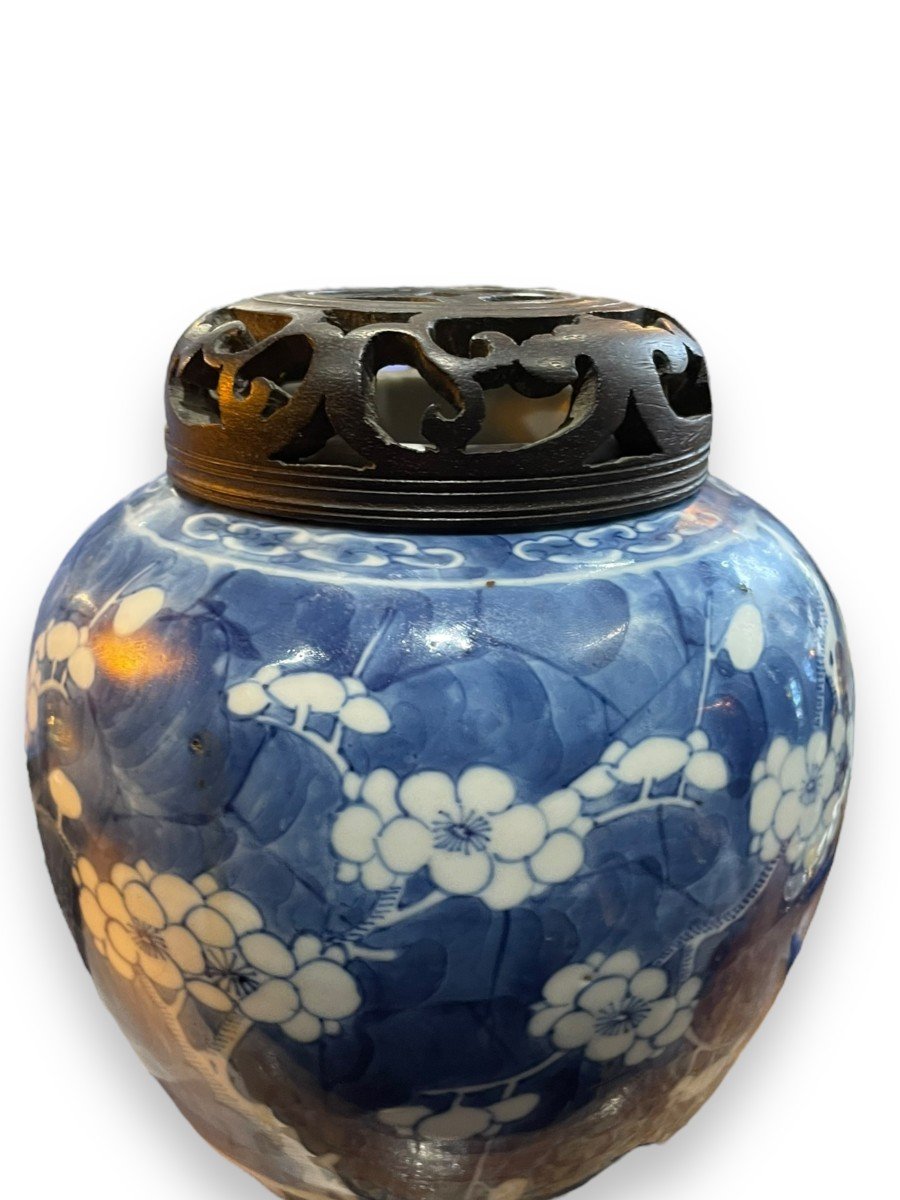 Ginger Potpourri Pot In Blue And White Porcelain 19th Century-photo-2