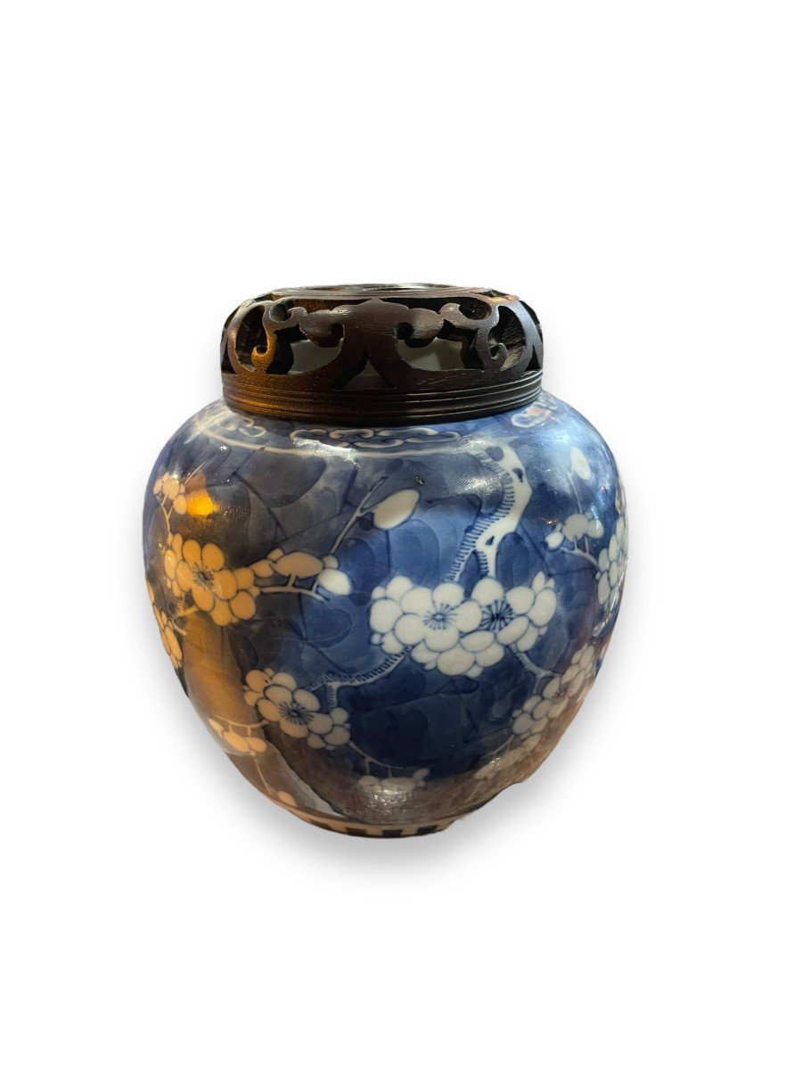 Ginger Potpourri Pot In Blue And White Porcelain 19th Century-photo-3