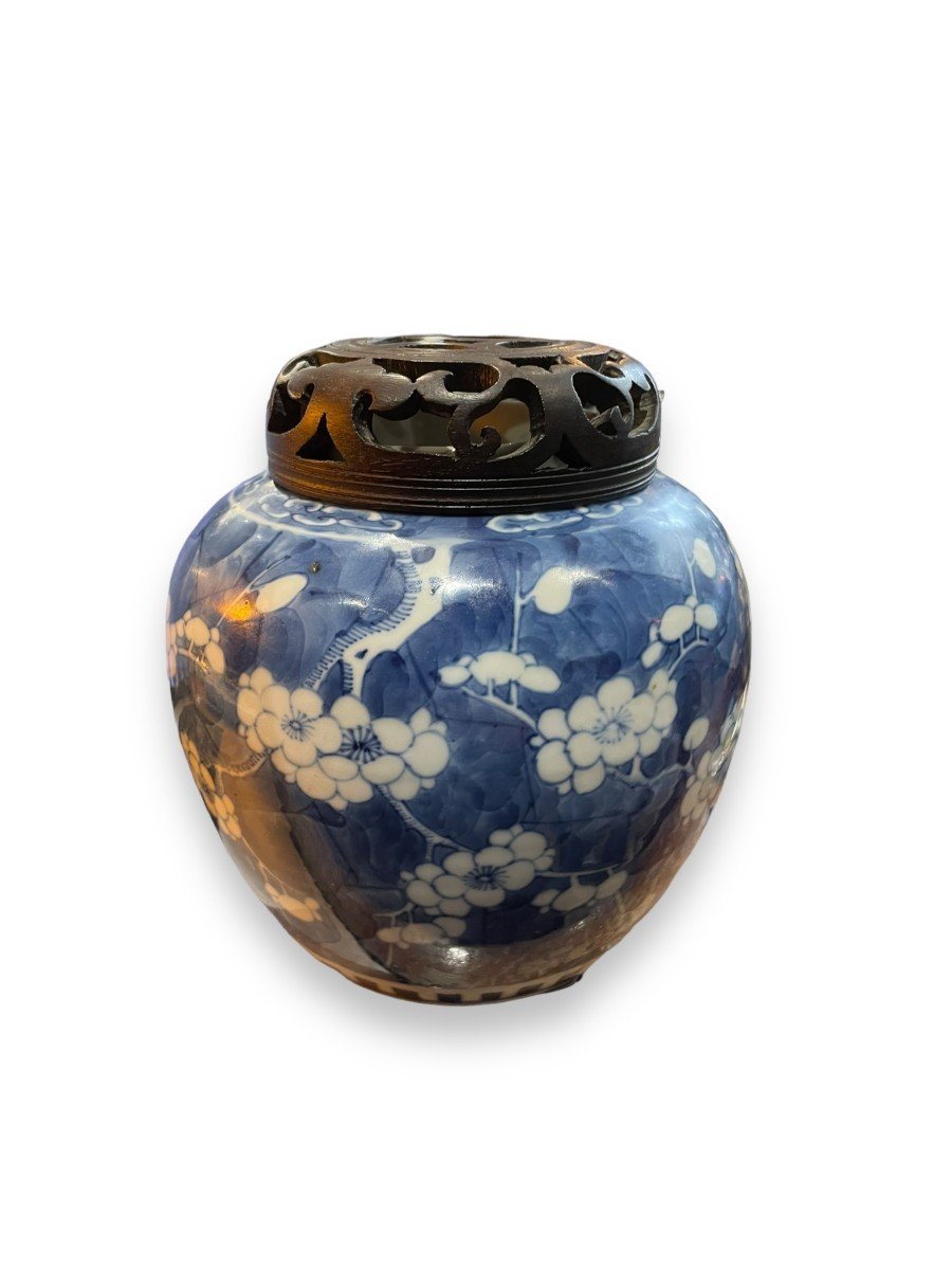 Ginger Potpourri Pot In Blue And White Porcelain 19th Century-photo-4