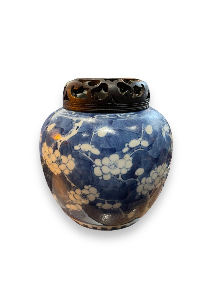 Ginger Potpourri Pot In Blue And White Porcelain 19th Century-photo-5