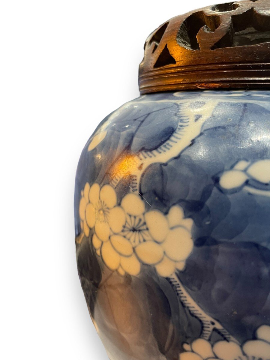 Ginger Potpourri Pot In Blue And White Porcelain 19th Century-photo-7