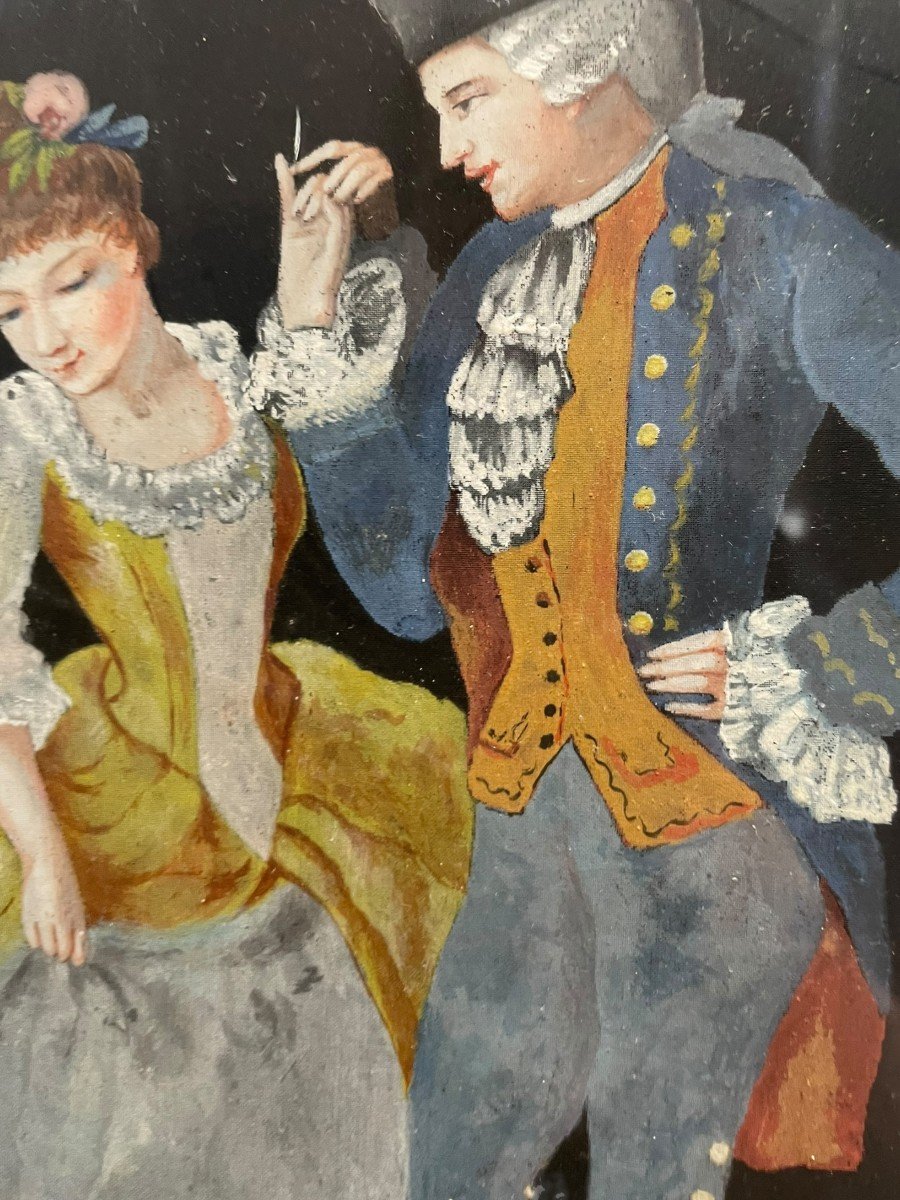 Pare-feu Tableau Sous Verre Scène galante Dans Le Goût Du XVIIIeme-photo-6