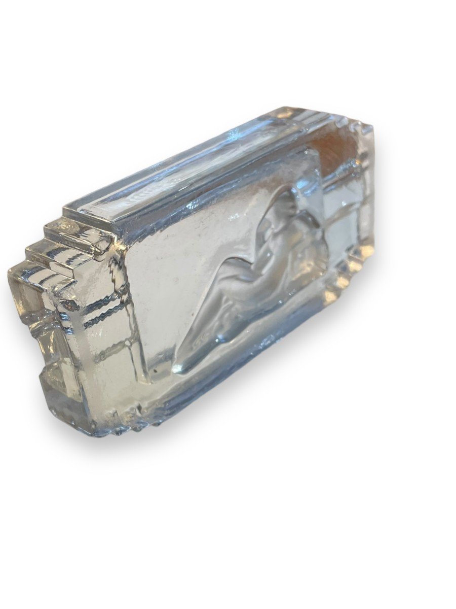 Cendrier Art Deco En Verre Moulé Pressé Dans Le Goût De Lalique-photo-2