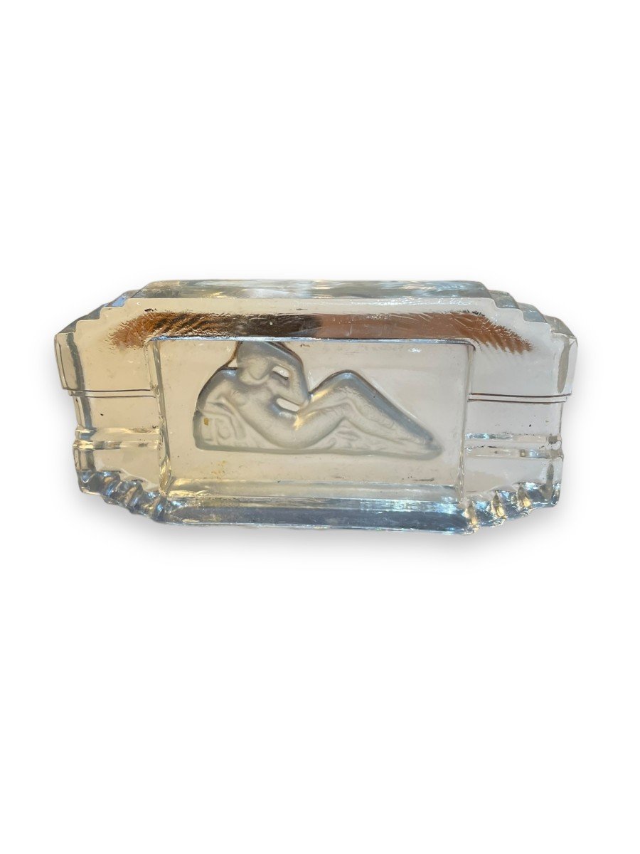 Cendrier Art Deco En Verre Moulé Pressé Dans Le Goût De Lalique-photo-4