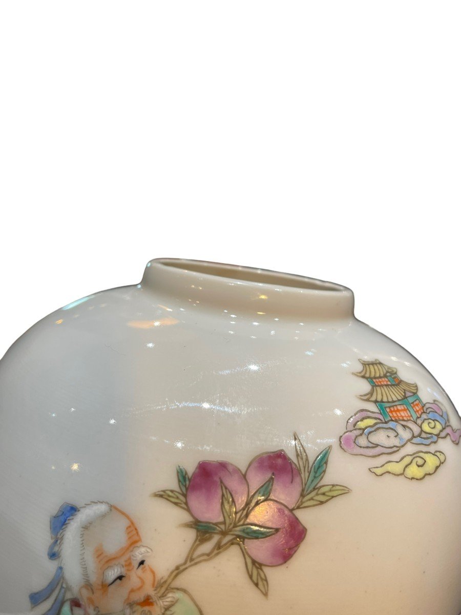 Vase En Porcelaine Polychrome époque République-photo-3