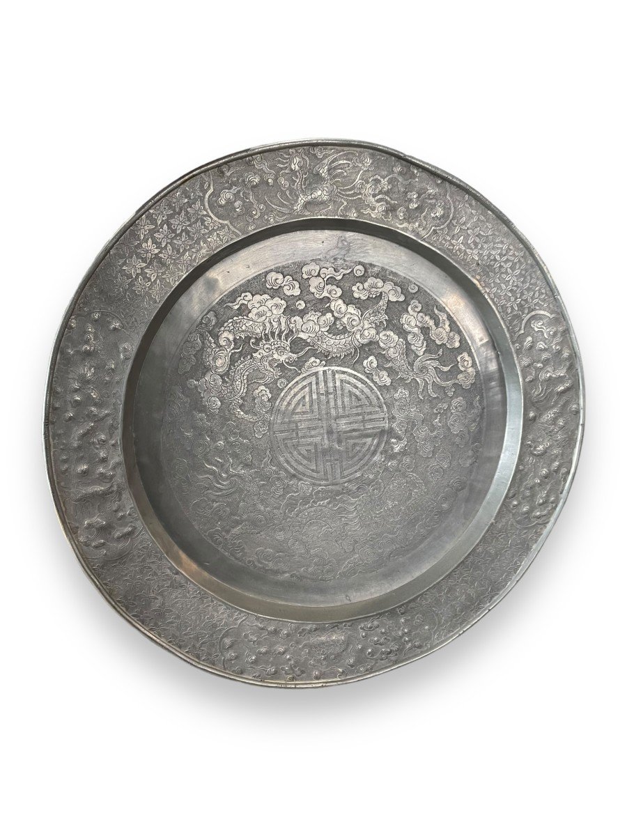 Important Chinese Dish With Circular Decoration And Dragon Motifs-photo-6