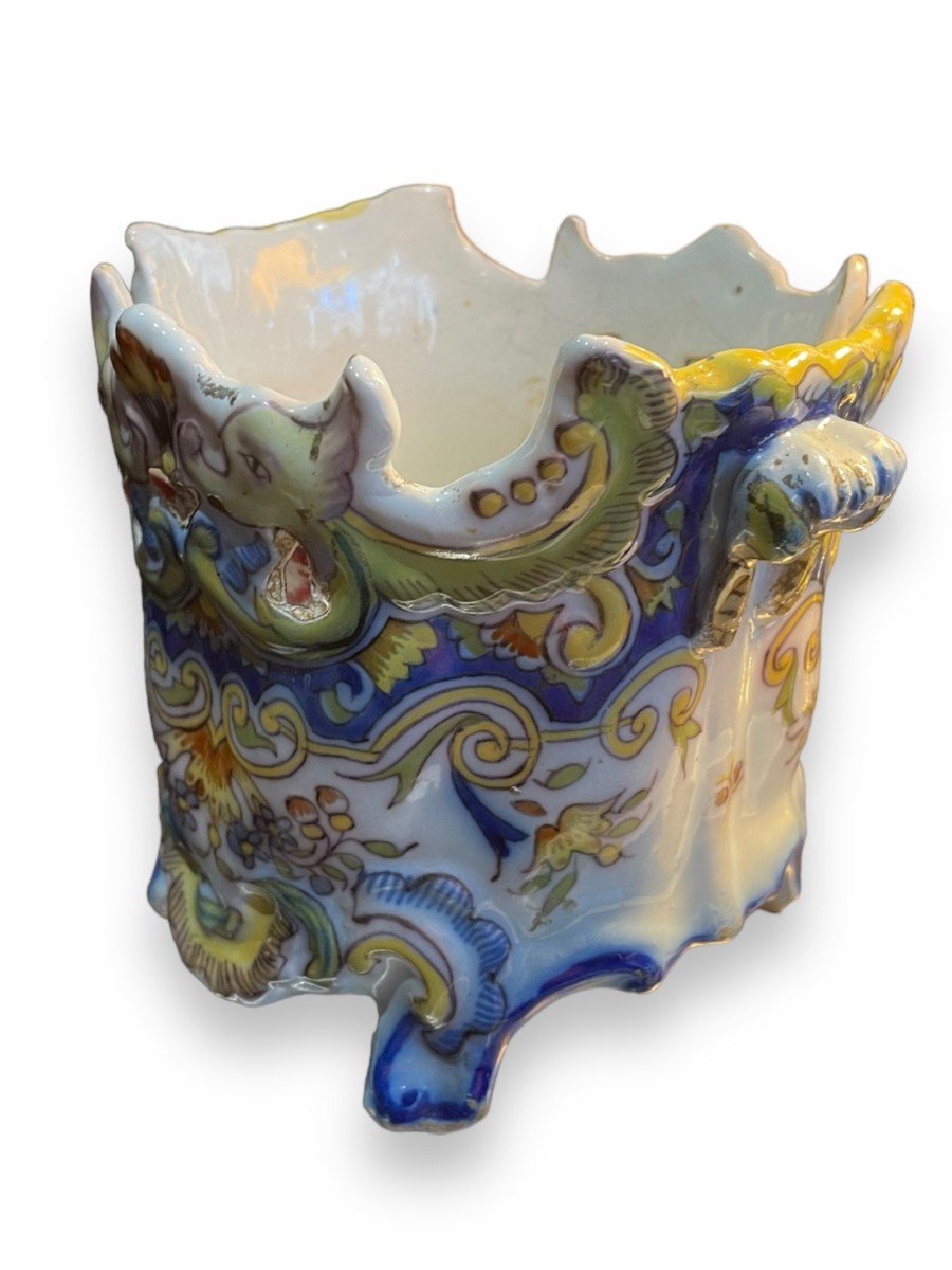 Small Dragon Planter Pot In Earthenware From Rouen-photo-4