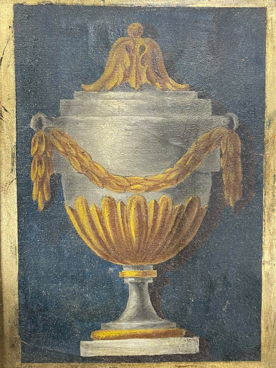 Ecole XIXe Vase Néo classique Huile Sur Toile Marouflée Sur Panneau-photo-4