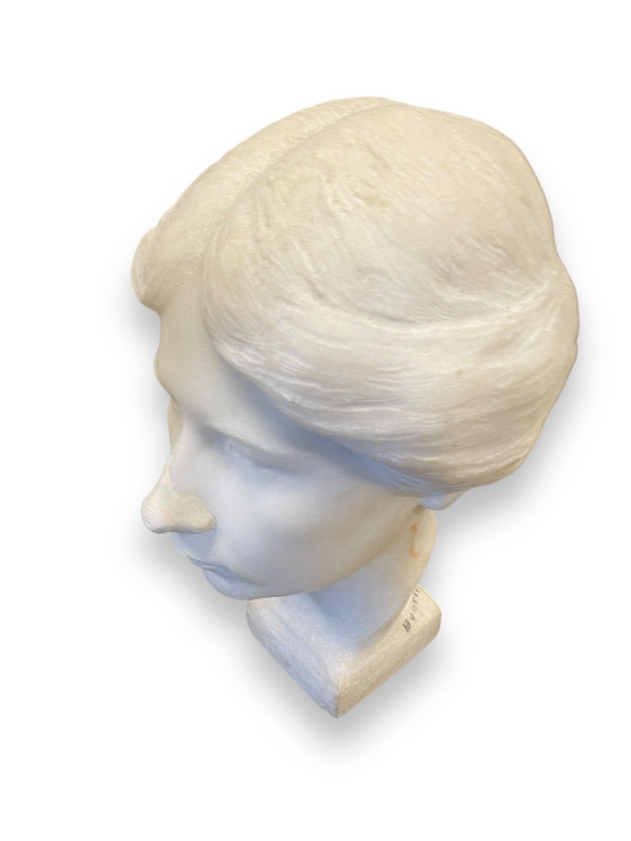 Female Bust In Marble Signed Buotti-photo-4