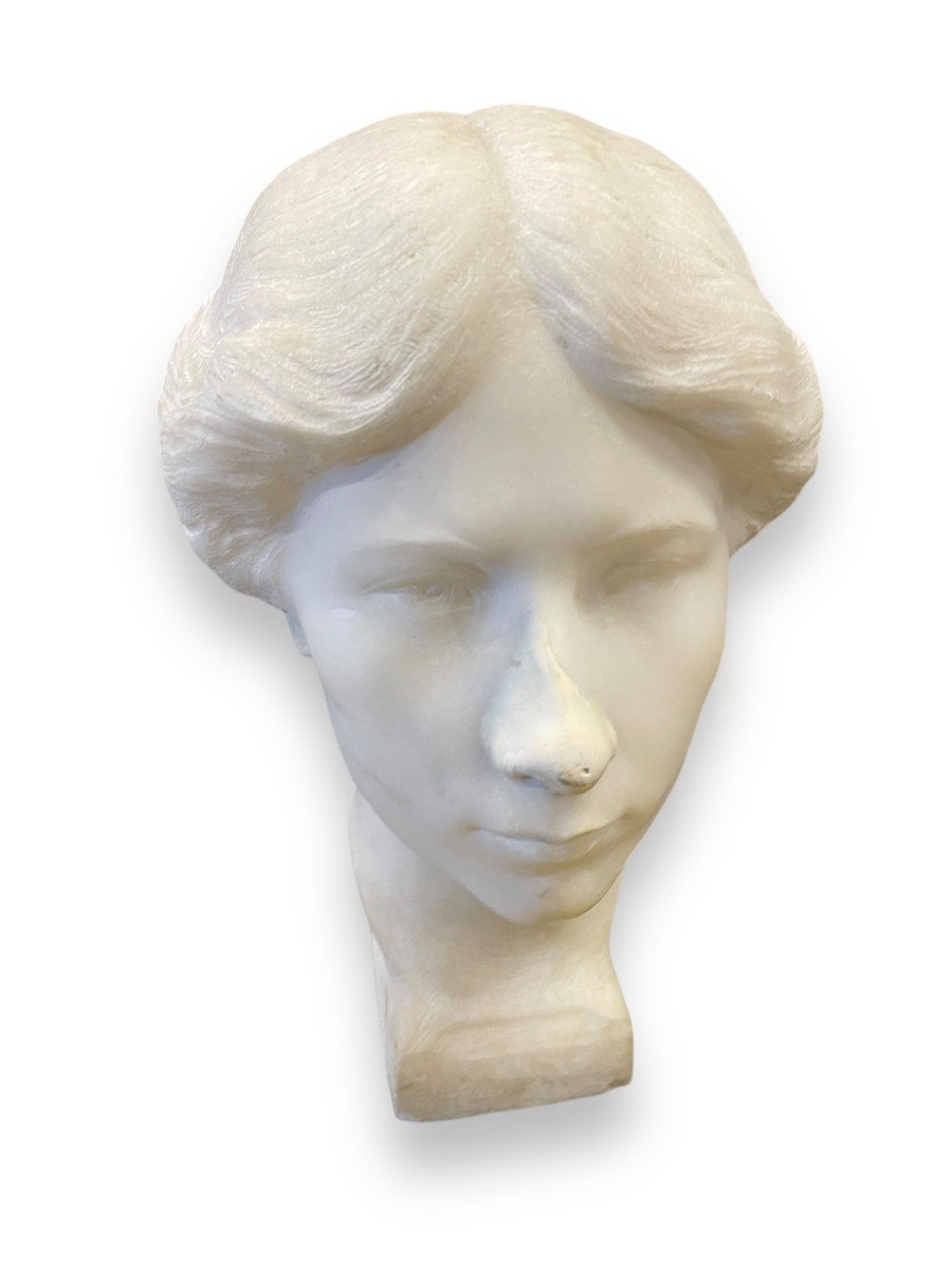 Female Bust In Marble Signed Buotti-photo-3