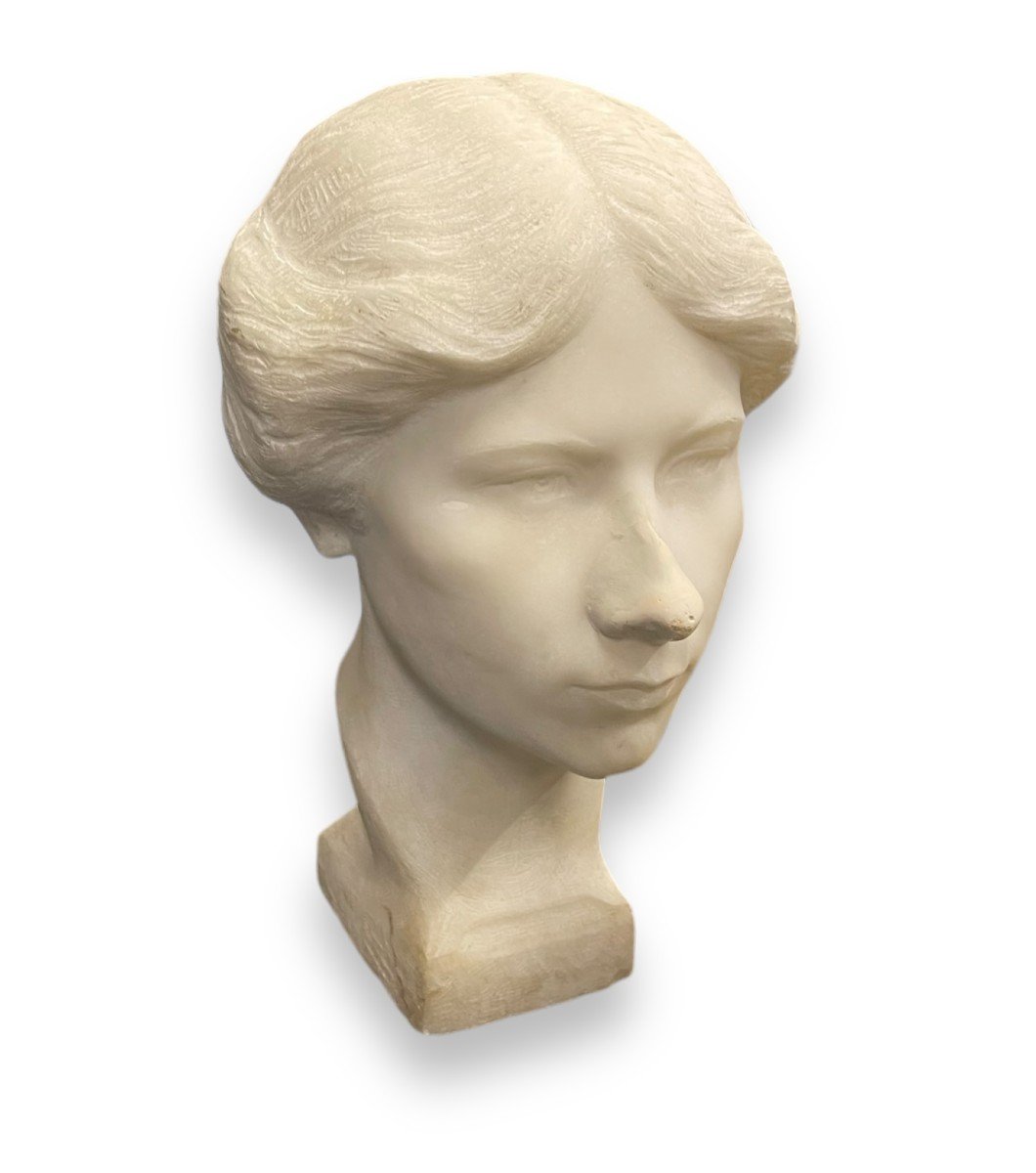 Female Bust In Marble Signed Buotti