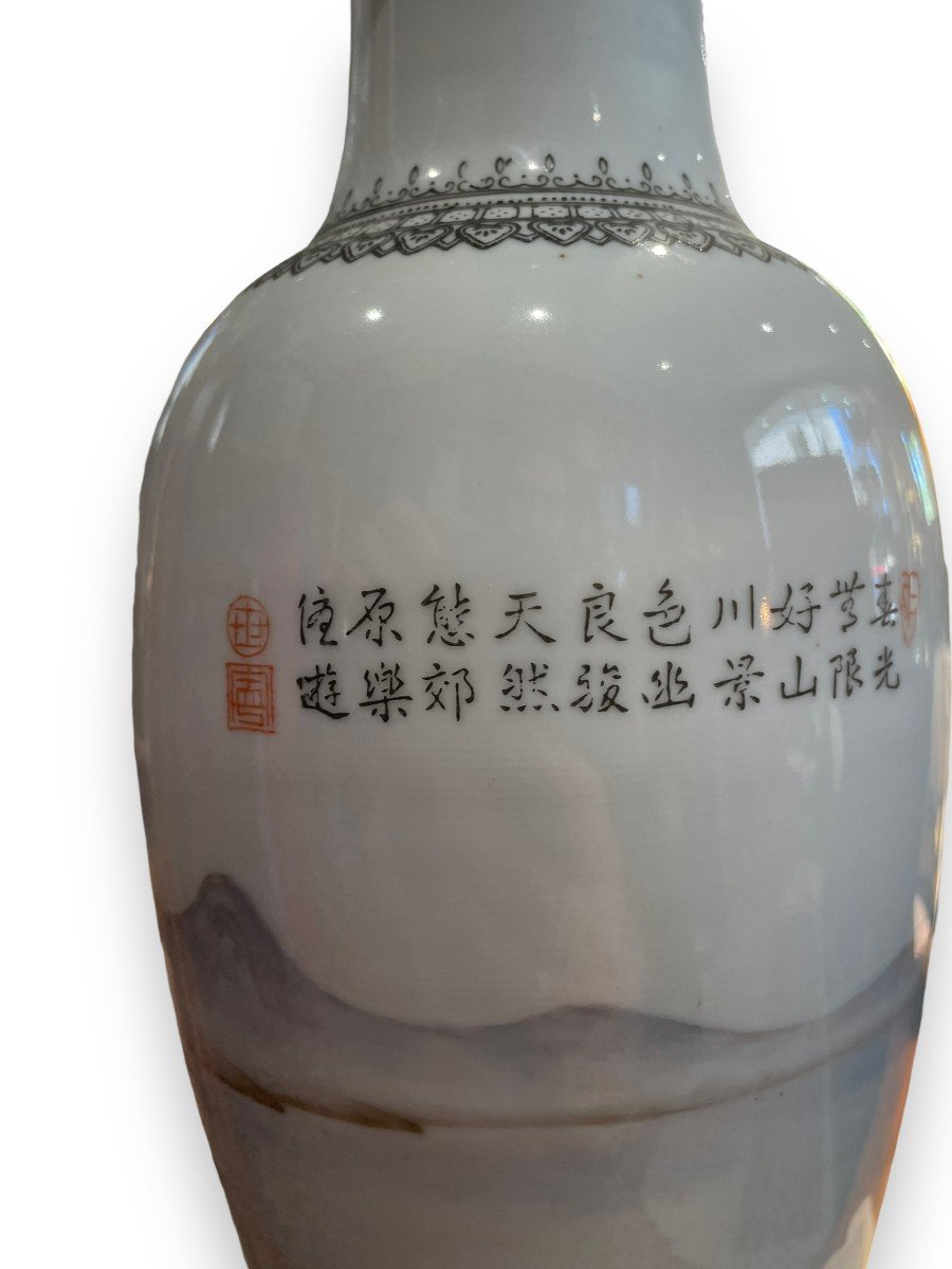 Chine époque République Vase En Porcelaine à Décor De Chevaux-photo-2