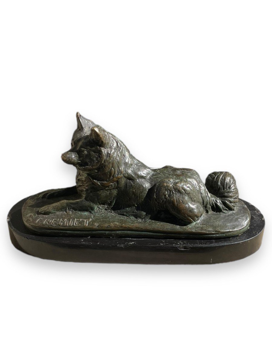 Bronze Dog Sculpture Signed E. Frémiet 19th Century-photo-2