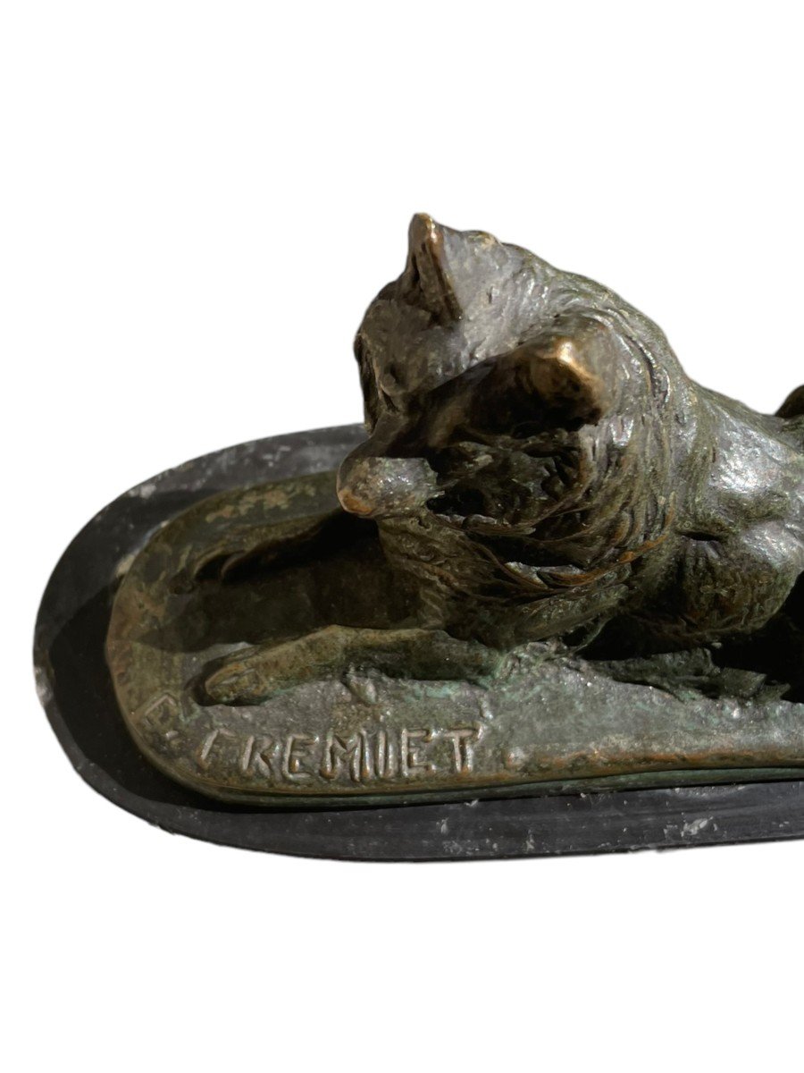 Bronze Dog Sculpture Signed E. Frémiet 19th Century-photo-3