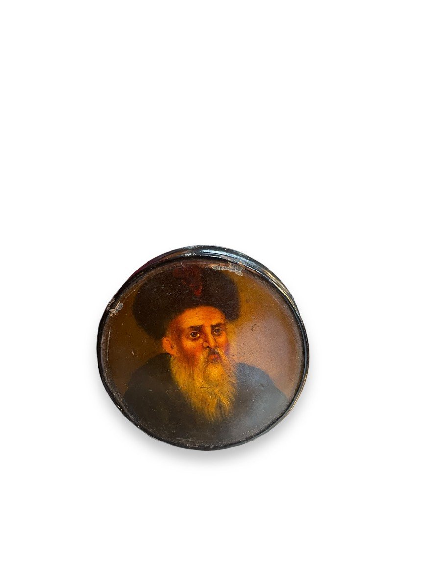 Portrait Of Rabbi 19th Century Box In Boiled Cardboard -photo-2