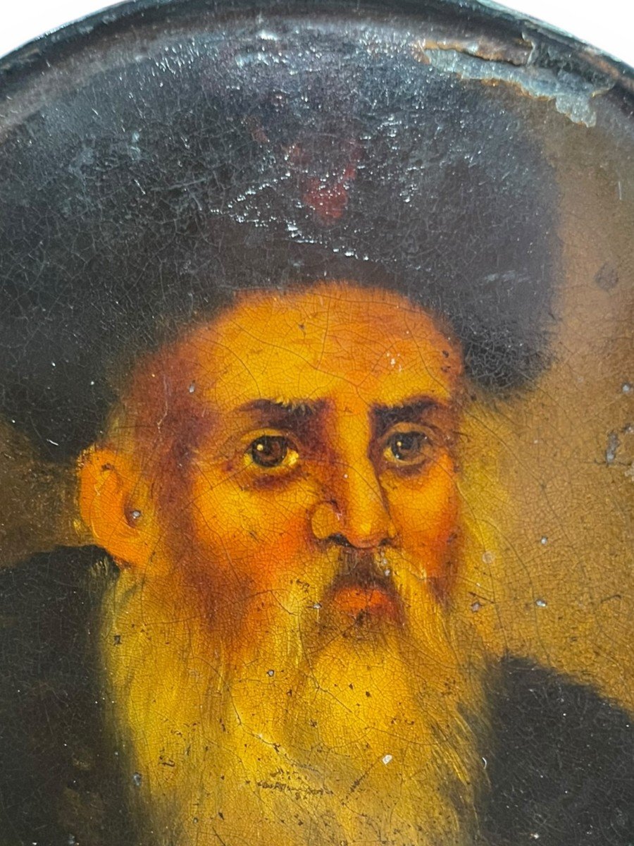 Portrait Of Rabbi 19th Century Box In Boiled Cardboard -photo-4