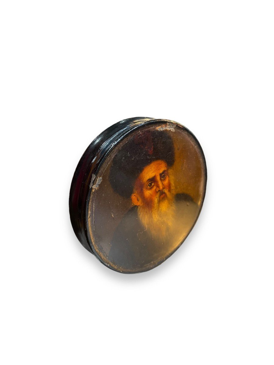 Portrait Of Rabbi 19th Century Box In Boiled Cardboard -photo-8