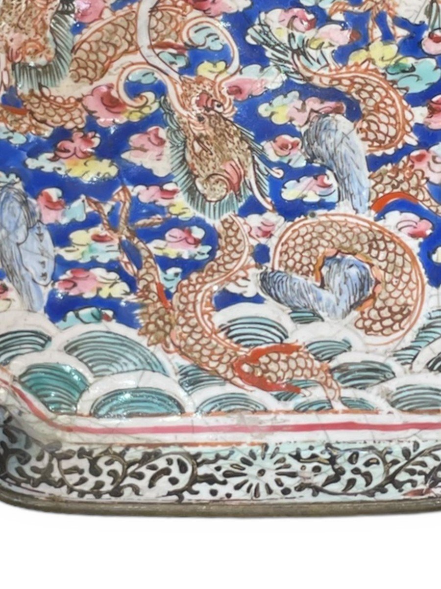 Coupelle Dragons XVIIIeme Chinoise En émaux De Canton-photo-2