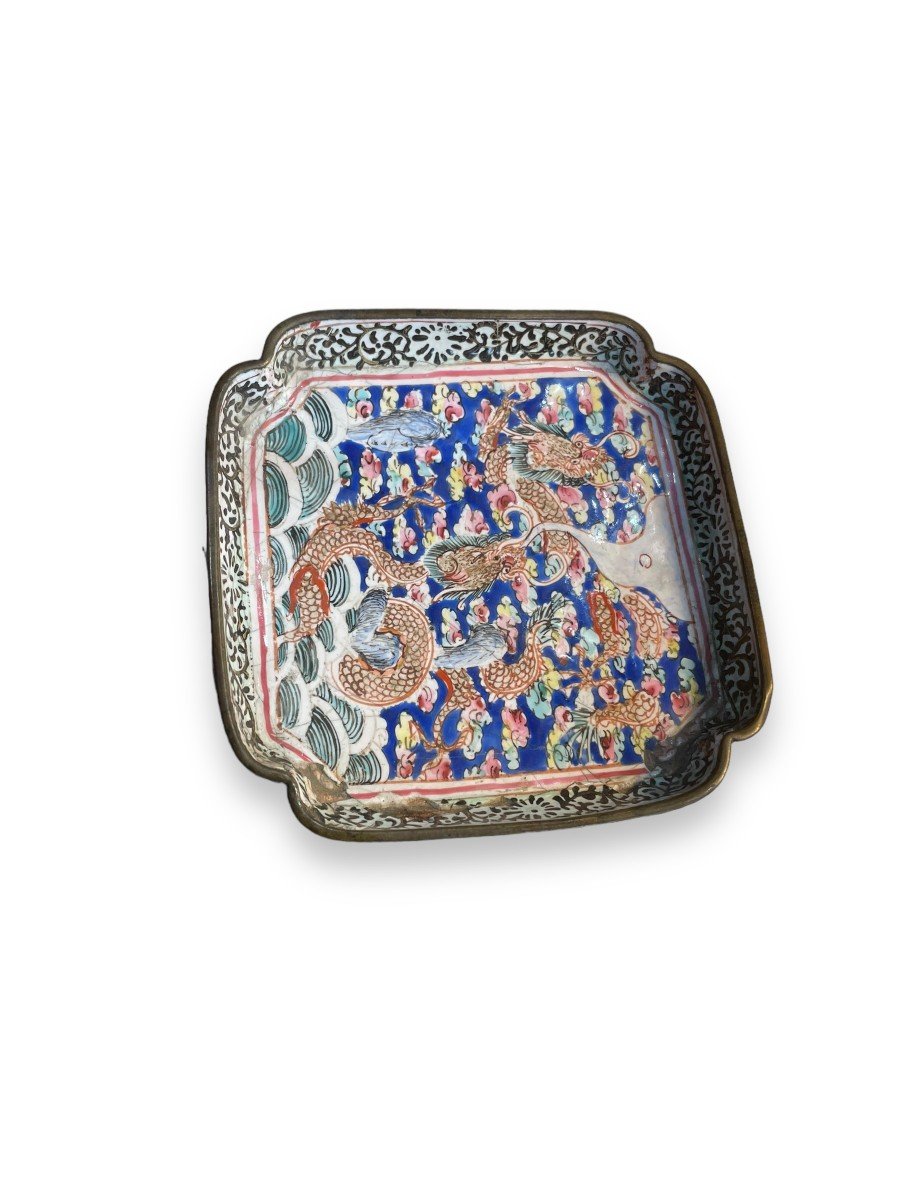 Coupelle Dragons XVIIIeme Chinoise En émaux De Canton-photo-3