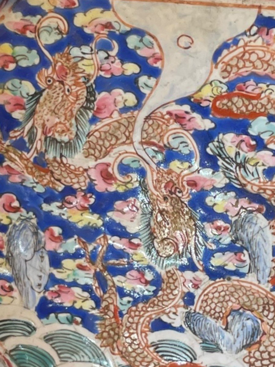 Coupelle Dragons XVIIIeme Chinoise En émaux De Canton-photo-4