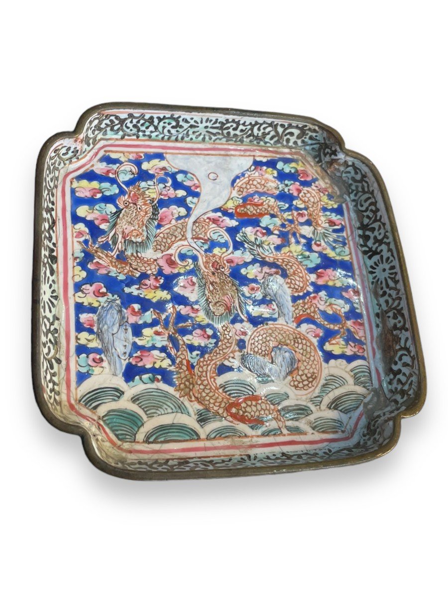 Coupelle Dragons XVIIIeme Chinoise En émaux De Canton-photo-5