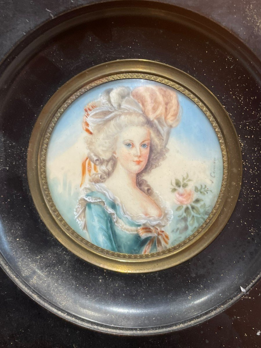 Marie-antoinette Miniature Signed J. Casimir-photo-2