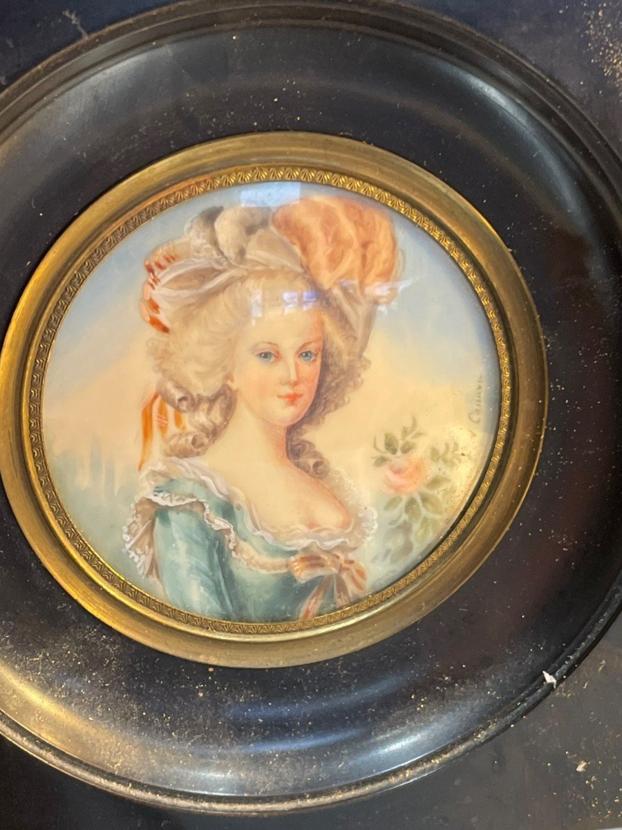 Marie-antoinette Miniature Signed J. Casimir-photo-3