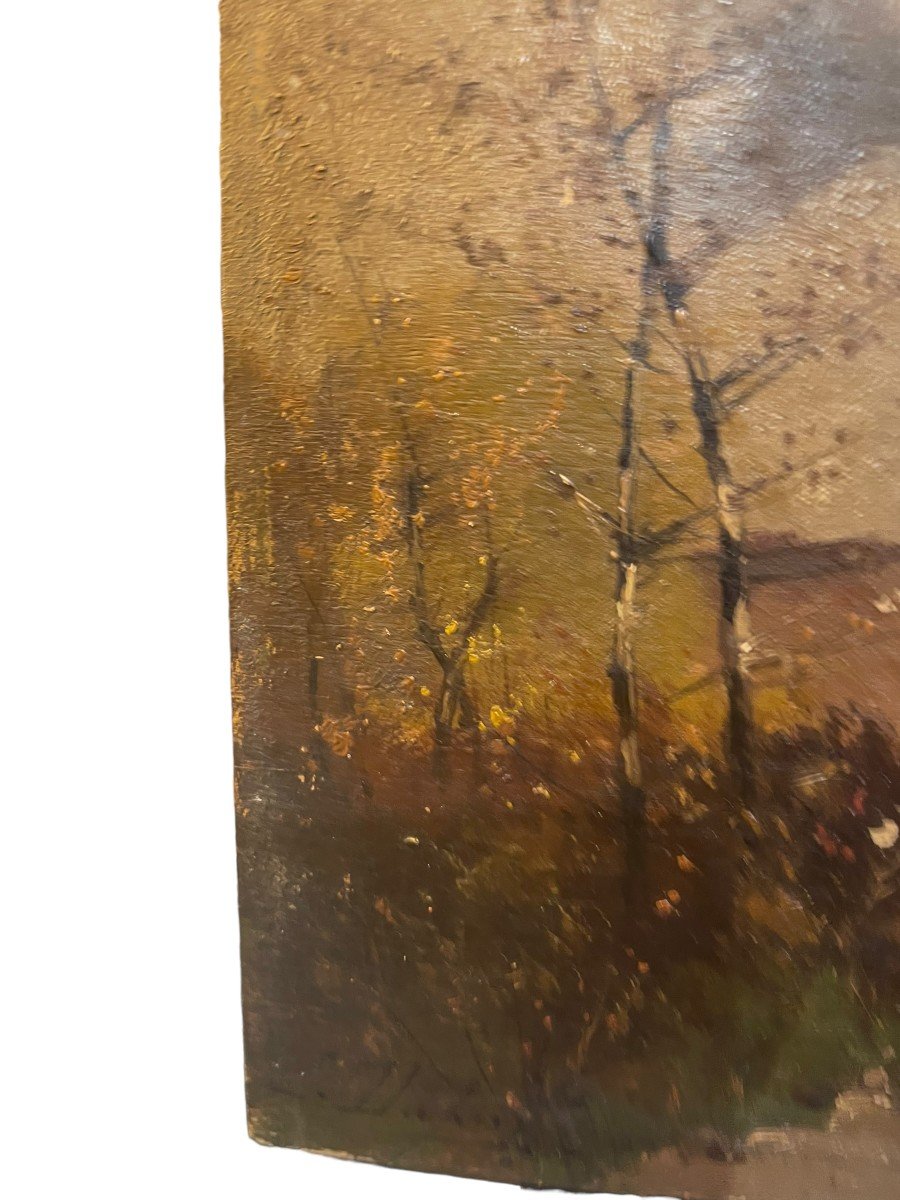 Oil On Panel 19th Century Cliffs Of Etretat-photo-2