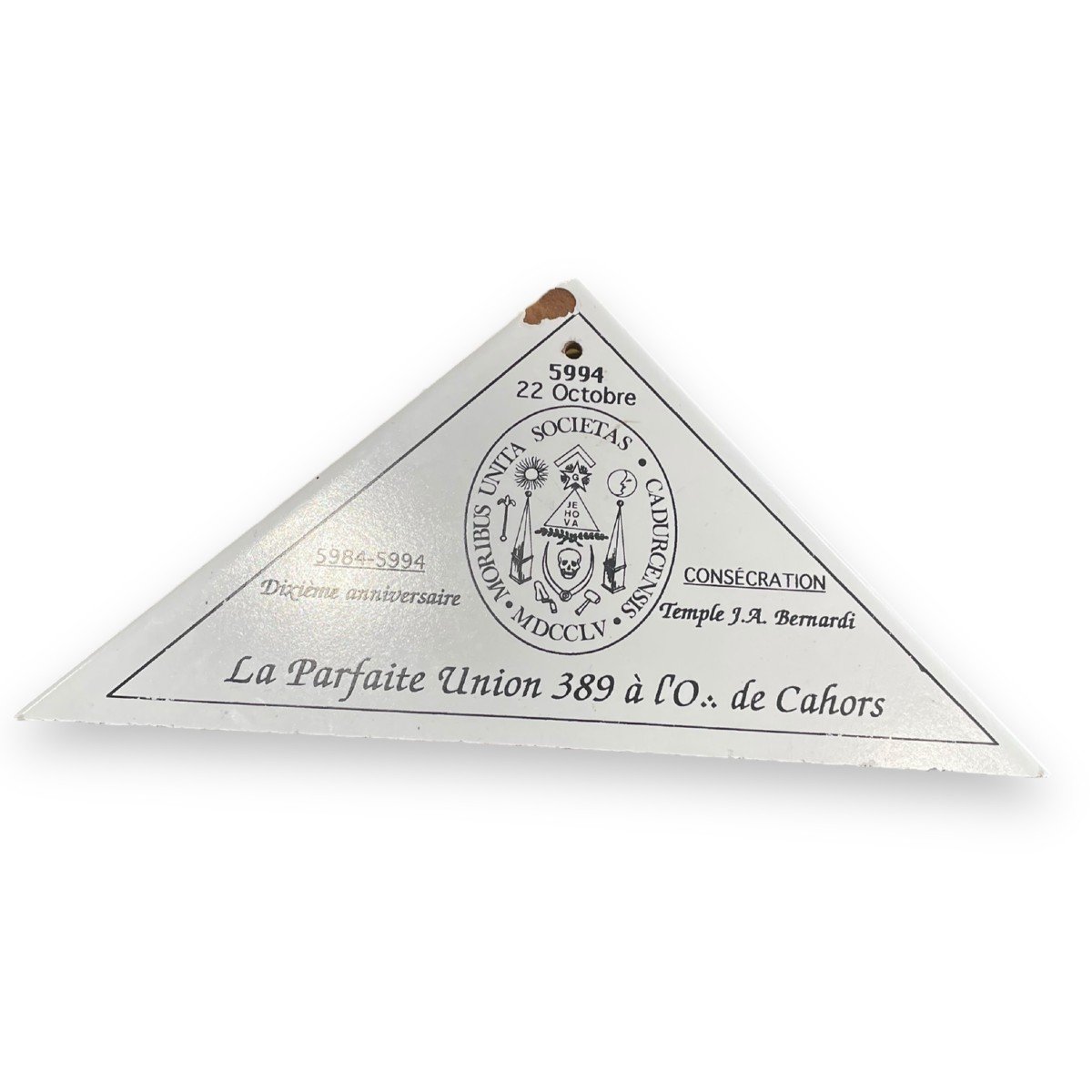 Plaque Maçonnique émaillée commémorative Franc-maçon Obédience De Cahors