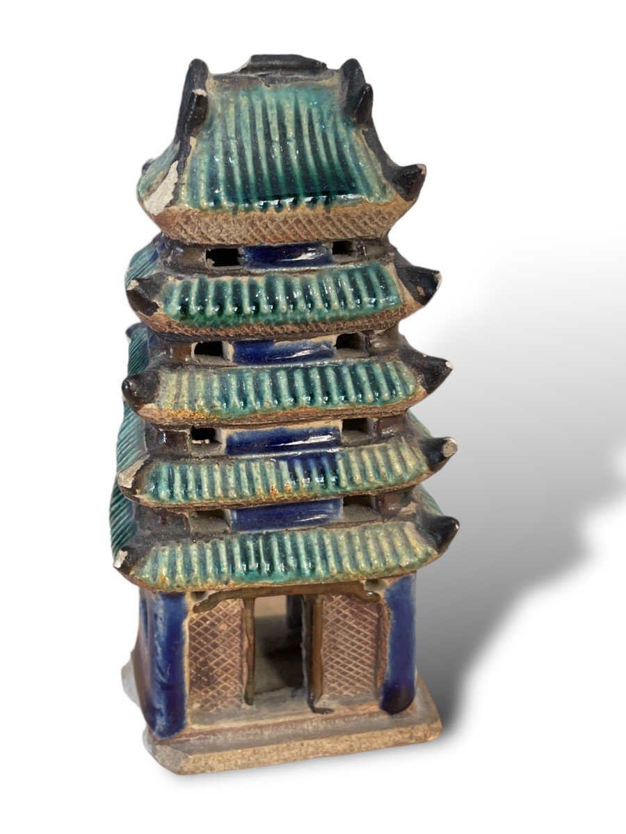 Pagoda House In Glazed Ceramic China 19th Century