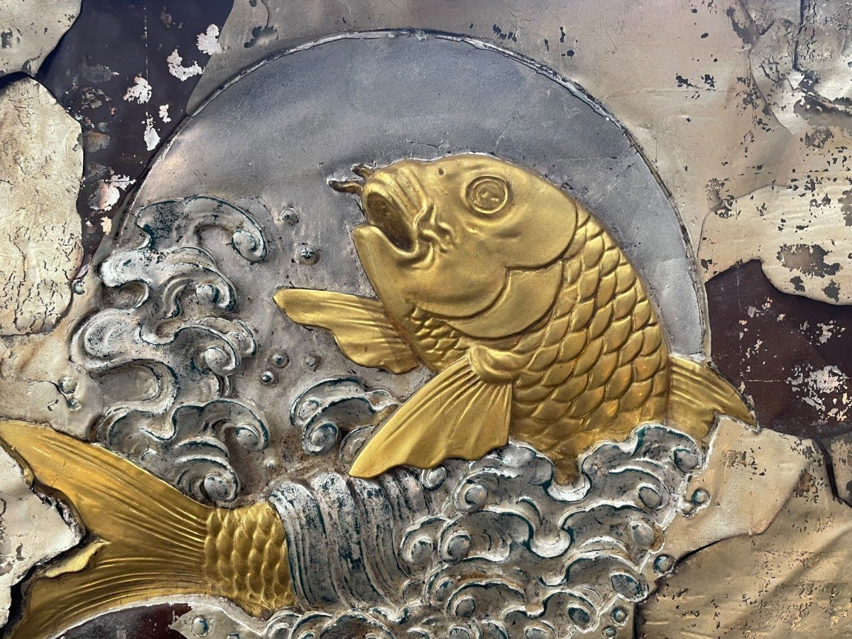 Important Bas Relief Asiatique Poisson -photo-6