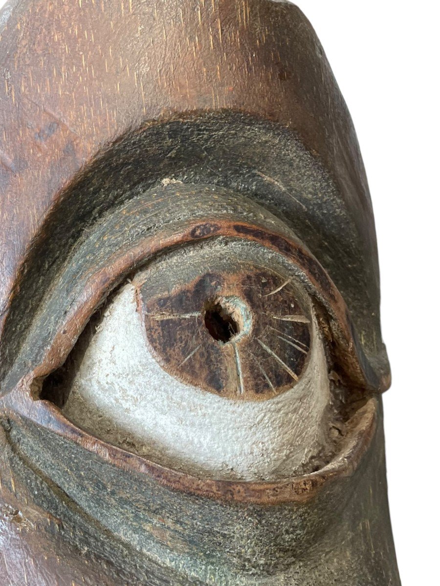 Masque Oeil De Cyclope En Bois Polychrome-photo-3