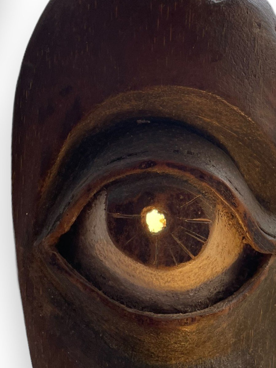 Masque Oeil De Cyclope En Bois Polychrome-photo-3