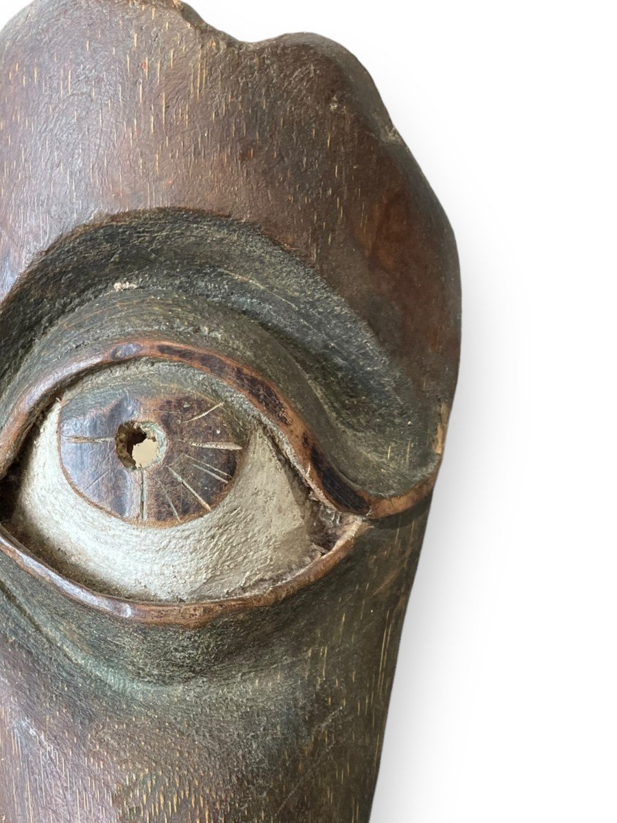 Masque Oeil De Cyclope En Bois Polychrome-photo-5