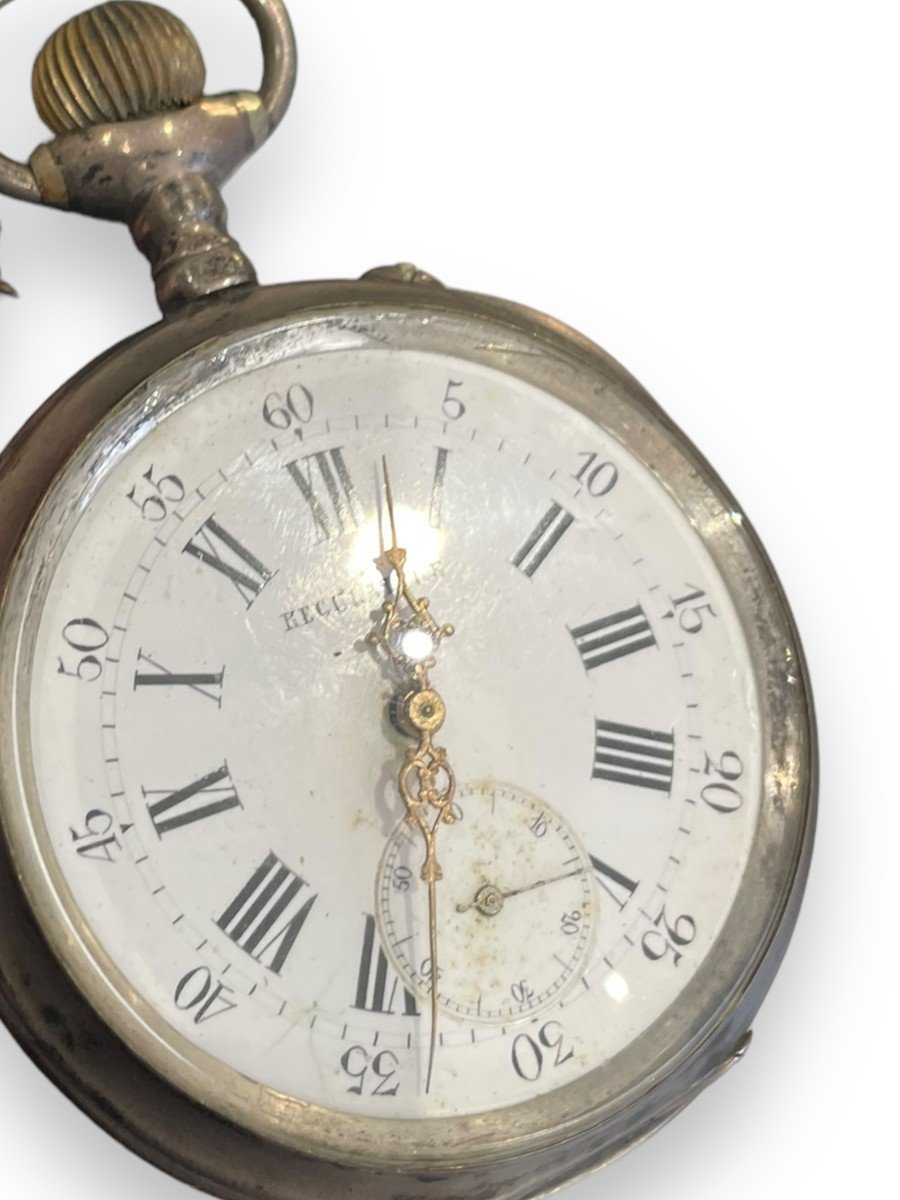 Montre Gousset Ou De Poche Régulateur En Argent Massif-photo-3