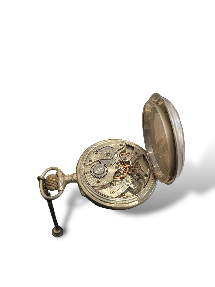 Montre Gousset Ou De Poche Régulateur En Argent Massif-photo-4