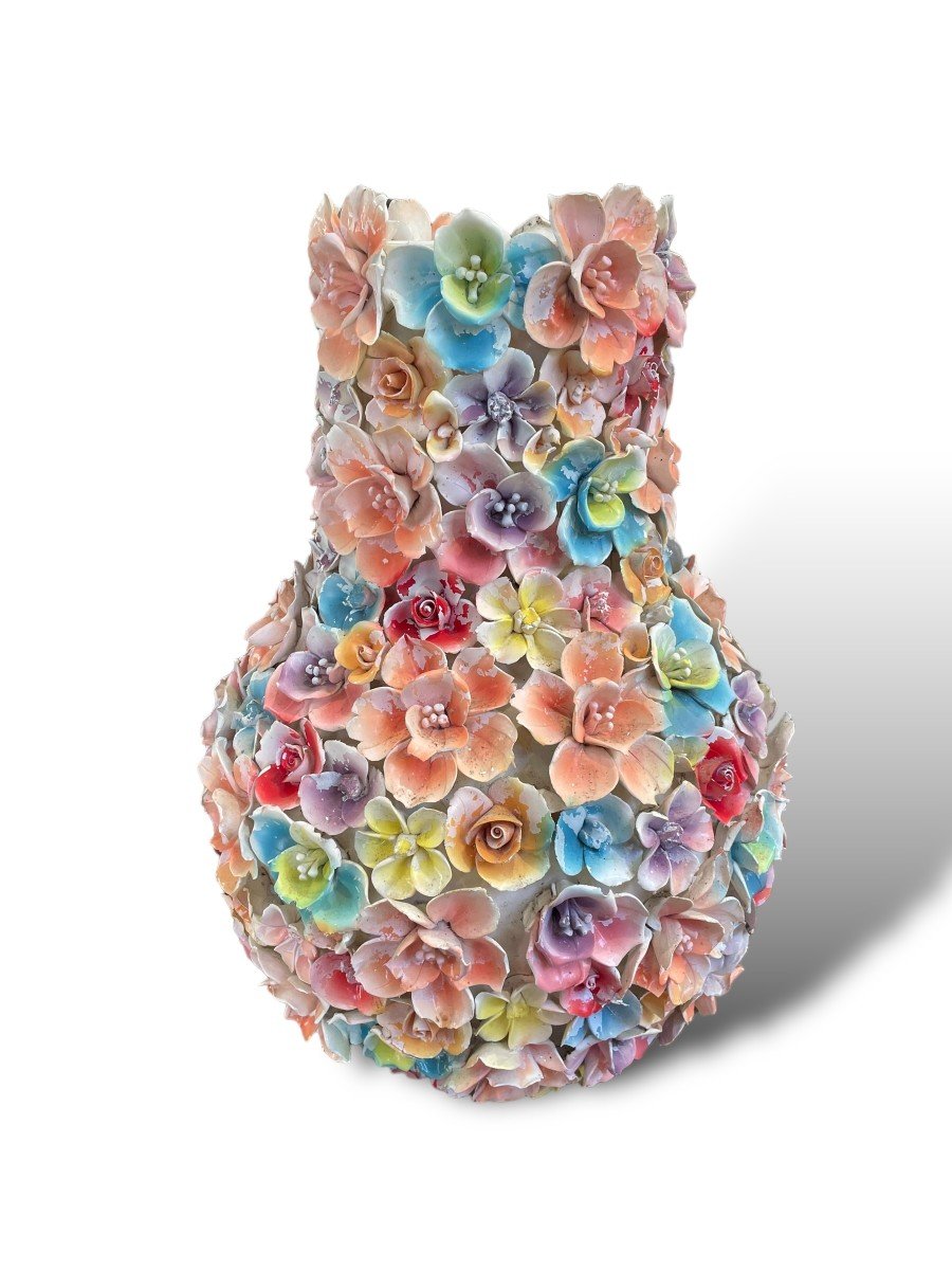 Important Vase Fleurs En Porcelaine Polychrome NELL KOOLEN